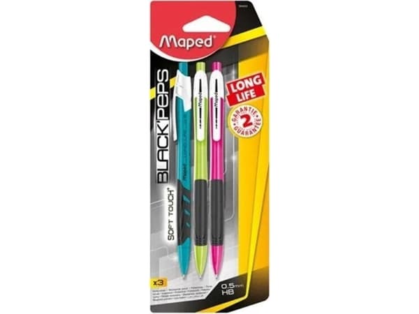 Maped Ołówek aut. Blackpeps long life 0.5mm HB 3szt