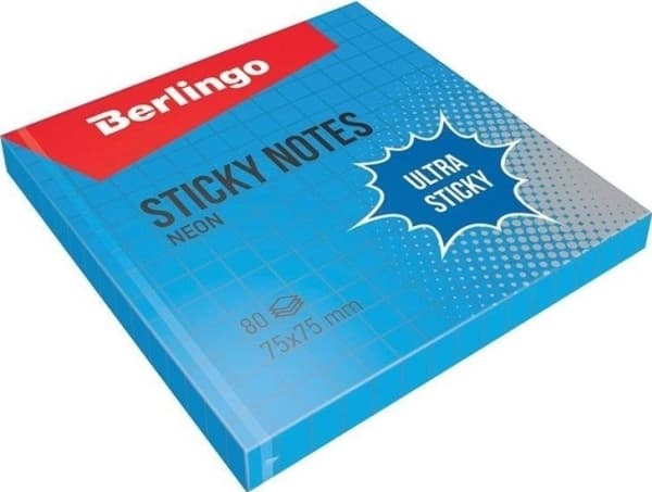 Berlingo Självhäftande block 75x75 blå check 80K