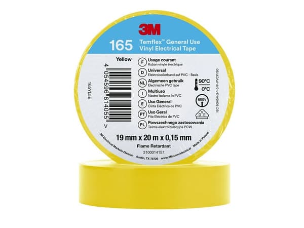 3M 7100184809, 1 stykker, Gult, PVC, 600 V, Blister, 20,12 m