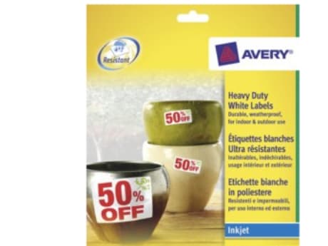 Avery J4774-10, Valkoinen, Polyesteri, 139 mm, 99,1 mm, 4 kpl