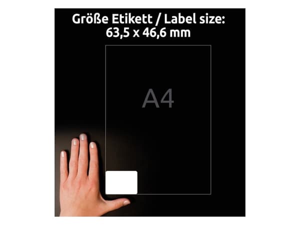 Avery LR7161-100 Återanvändbara adressetiketter, 63,6 x 46,6 mm, A4, obelagda, råvitt råvitt 309x219x22mm (100Ark) - (100 st per låda)