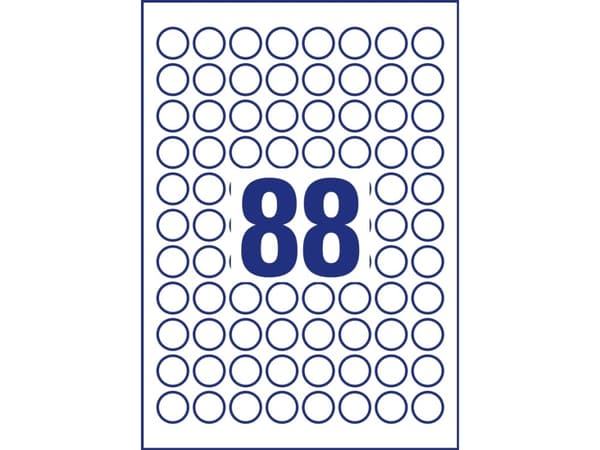 Avery 6222REV-10 Ø 20 mm, A4, vit Vit Vit 327x219x5mm (10 ark) - (10 ark per låda)