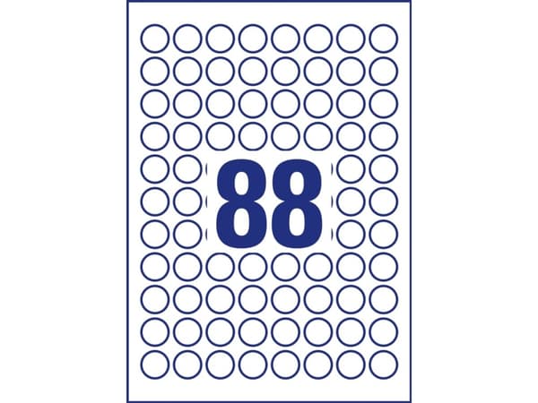 Avery 6222REV-10 Ø 20 mm, A4, vit Vit Vit 327x219x5mm (10 ark) - (10 ark per låda)