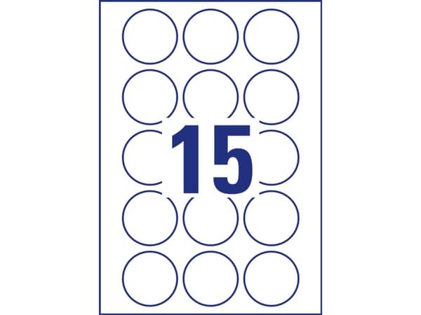 Avery 6225REV-10 Ø 51 mm, A4, Vit Vit Vit 327x219x5mm (10 ark) - (10 ark per låda)