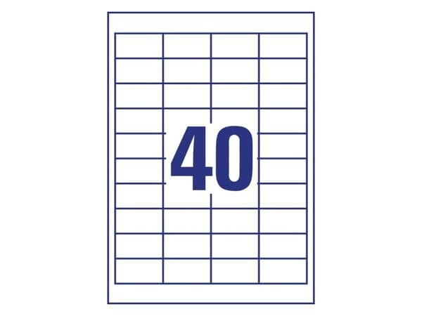 Avery LR3657, Vit, Självhäftande skrivaretikett, A4, papper, Laser/bläckstråleskrivare, Permanent