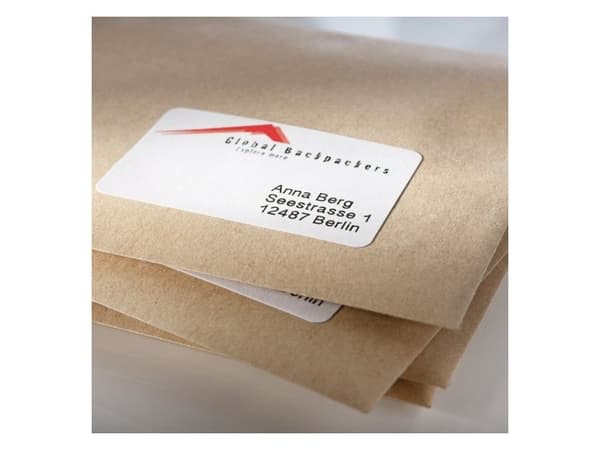 Avery LR3657, Vit, Självhäftande skrivaretikett, A4, papper, Laser/bläckstråleskrivare, Permanent