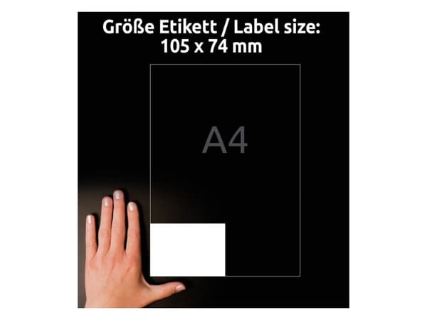 Avery LR3427, Hvit, Selvklebende skriveretikett, A4, Papir, Laser/Blekkskriver, Permanent