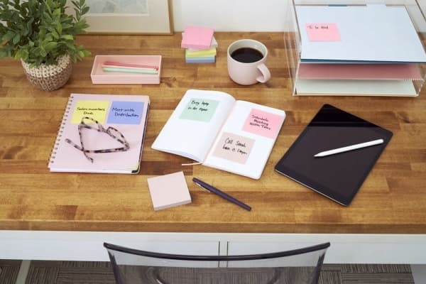 Post-it® Recycled Notes 38mm x 51mm 100 ark pr./blok - med 6 stk. blokke i ass. farver