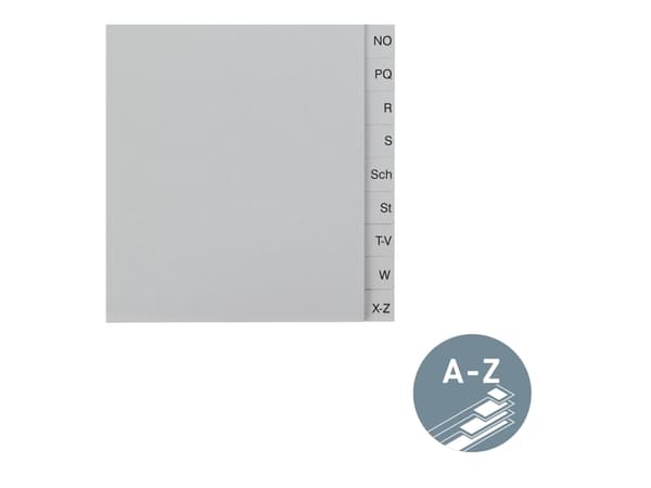 Leitz - Inndeler - 20 deler - fortrykt: A-Z - for 240 x 300 mm - grå