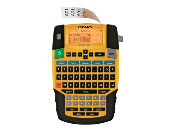 DYMO Rhino 4200 - Etikettmaker - S/H - termotransfer - Rull (1,9 cm) - 180 dpi - inntil 15 mm/sek - kutter - gul