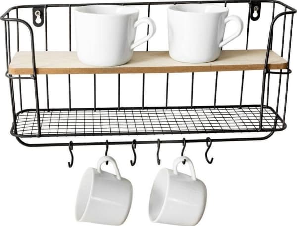 Vilde Metal wall kitchen shelf for storing black loft kitchen hanger