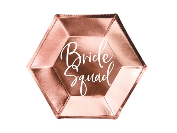 PartyDeco TPP21-019R-KARTON, Tallrik, Sexhörnig, papper, Rose Gold, Bild, 25 styck