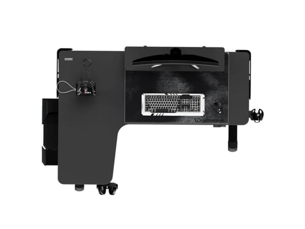 Reguliuojamo aukščio kampinis žaidimų stalas Ultradesk Winger LED RGB, Juodos spalvos
