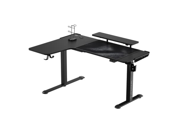Reguliuojamo aukščio kampinis žaidimų stalas Ultradesk Winger LED RGB, Juodos spalvos