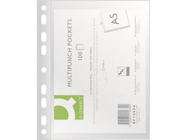 Q-Connect T-shirts for documents, PP, A5, Pea, 50 microns, 100 pcs