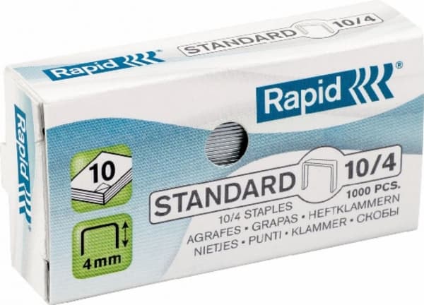 Rapid Standard - Stifter - 10/4 - 4 mm - galvanisert stål - pakke av 1000 - for Rapid TEN 12, TEN 3; Economy E10; Fashion F10, F11, F15