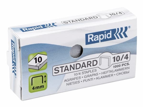 Rapid Standard - Stifter - 10/4 - 4 mm - galvanisert stål - pakke av 1000 - for Rapid TEN 12, TEN 3; Economy E10; Fashion F10, F11, F15