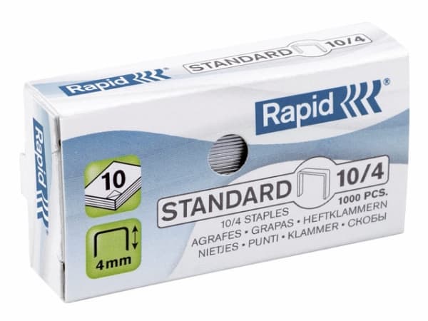 Rapid Standard - Stifter - 10/4 - 4 mm - galvanisert stål - pakke av 1000 - for Rapid TEN 12, TEN 3; Economy E10; Fashion F10, F11, F15