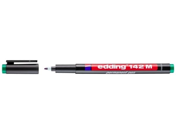 Edding 142 M, Grön, Rundad spets, Medium, 1 mm, Folie, Glas, Plast, Alkoholbaserat bläck