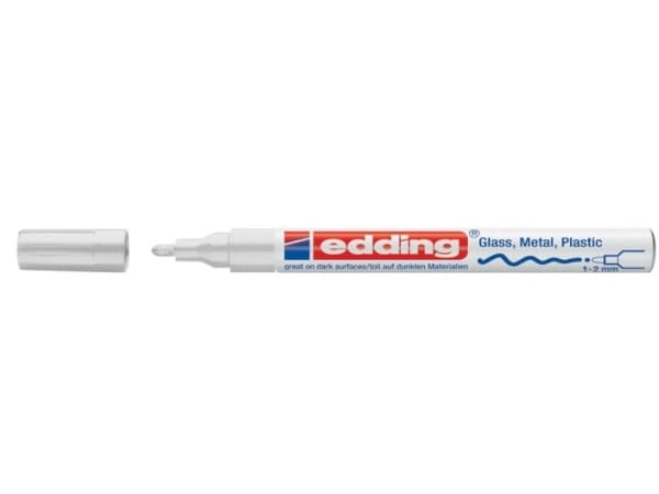 Edding 751, Valkoinen, Sininen, Punainen, Valkoinen, Hienojakoinen, 1 mm, 2 mm, 10 kpl