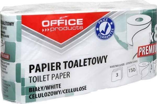 Kontorprodukter KONTORPRODUKTER Premium cellulose toalettpapir, 3-lags, 150 ark, 15 m, 8 stk., hvit