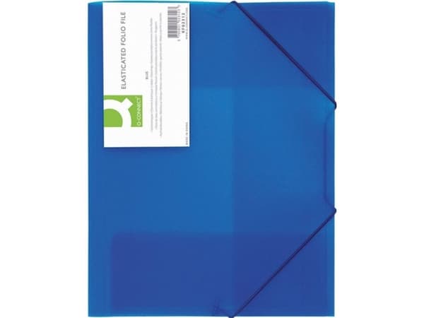Q-Connect Folder med elastisk bånd PP, A4, 400 mikron, 3-blads, gjennomsiktig blå