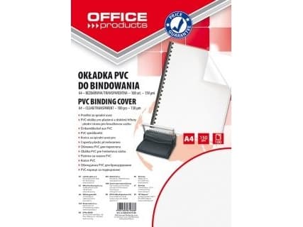 Office Products OKŁADKI DO BINDOWANIA OFFICE PRODUCTS, PVC, A4, 150MIKR., 100SZT., TRANSPARENTNE 20221515-90