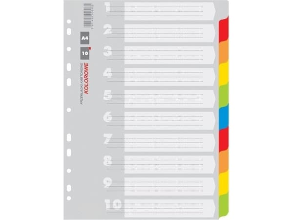 Kontorprodukter Pappdelere a4, 227x297, blanding, 10 kort (21071021-99)