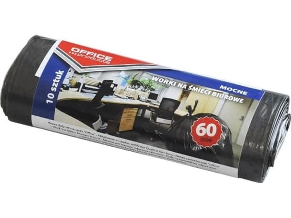Office Products Office garbage bags, OFFICE PRODUCTS, strong (LDPE), 60l, 10pcs, black