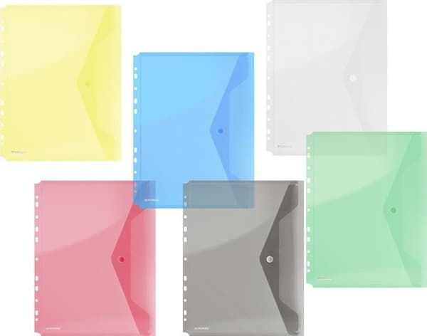 Donau Envelope DONAU folder with clasp, PP, A4, 200 microns, Euro perforation, yellow