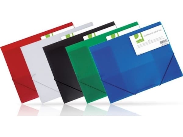 Q-Connect-mappe med elastisk bånd Q-CONNECT, PP, A4, 400 mikron, 3-delt, gjennomsiktig grønn - 5705831023130