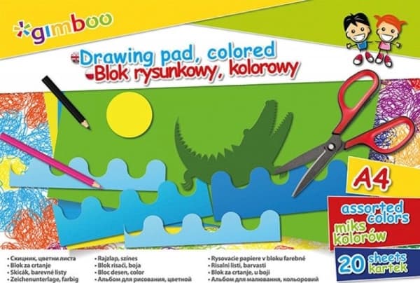 Gimboo Drawing block A4 20k, assorted colors