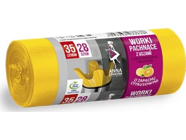 Anna Zaradna Søppelsekker med håndtak ANNA ZARADNA, sitrusduft, 35 l, 28 stk., gul