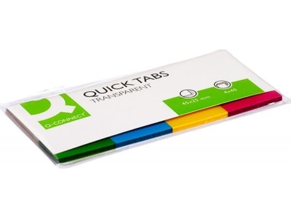 Q-CONNECT indeksointilaput, PP, 25x45mm, 4x40 korttia, eri värejä