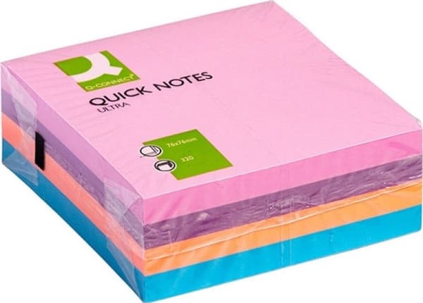 Q-CONNECT KF02514, Rektangel, Blandade färger, 76 mm, 76 mm, 130 g, 320 ark