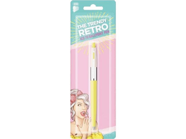 ICO Retro 70'C automaattinen kuulakärkikynä, pastelli, läpipainopakkaus, sininen muste, värisekoitus