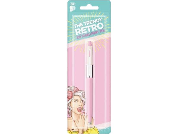 ICO Retro 70'C automaattinen kuulakärkikynä, pastelli, läpipainopakkaus, sininen muste, värisekoitus