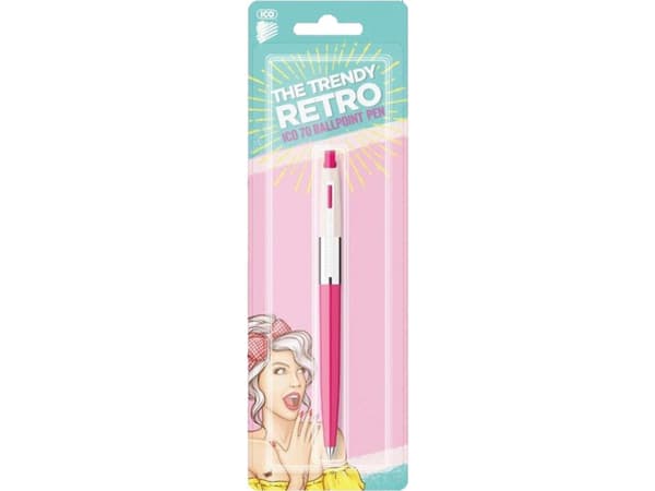 ICO Retro 70'C automaattinen kuulakärkikynä, pastelli, läpipainopakkaus, sininen muste, värisekoitus