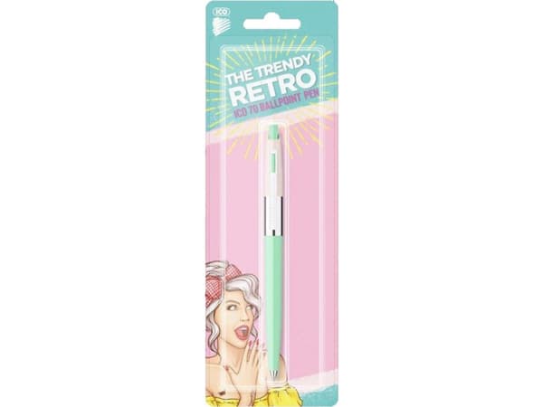 ICO Retro 70'C automaattinen kuulakärkikynä, pastelli, läpipainopakkaus, sininen muste, värisekoitus