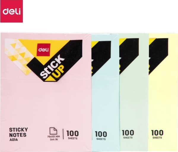 Deli SELF-ADHESIVE NOTEBOOK DELI A01403 76MM * 101MM 100 SHEETS MIX OF COLORS