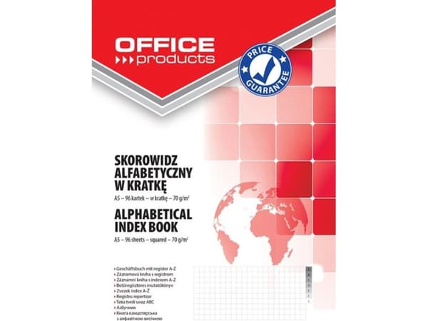 Kontorprodukter KONTORPRODUKTER Indeks, A5, kvadratisk, alfabetisk, innbundet, 96 sider, 70gsm