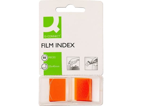 Q-Connect Q-CONNECT indekseringsfaner, PP, 25,4x43,7 mm, 50 kort, oransje