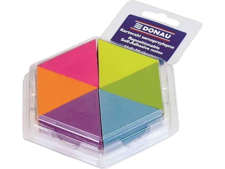 Donau Adhesive pad, triangle notebook, 43x50mm, 6x150 cards, neon (5901498044239)