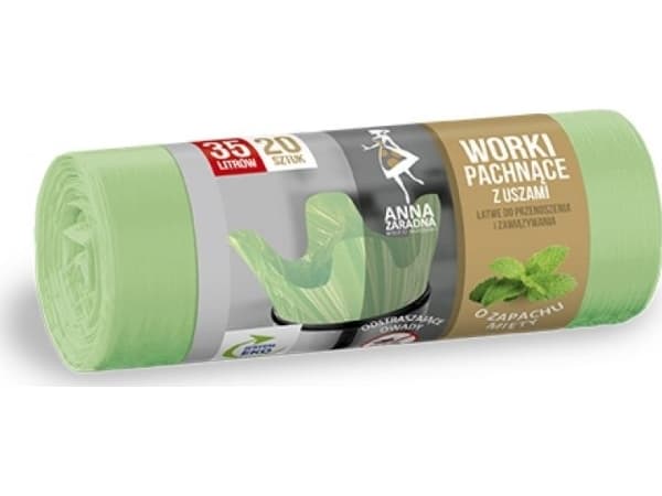 Anna Zaradna Garbage bags with ears ANNA ZARADNA, mint scent, 35 l, 20 pcs, mint