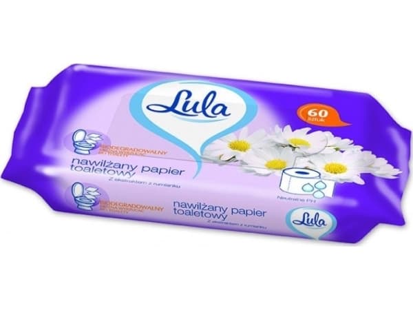 Lula kostutettu wc-paperi, LULA, kamomillauutetta, 60 kpl, valkoinen paperi
