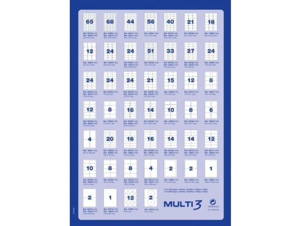 MULTI 3 Yleiskäyttöiset etiketit, 105x74mm, suorakulmainen, valkoinen 100 kaaria.