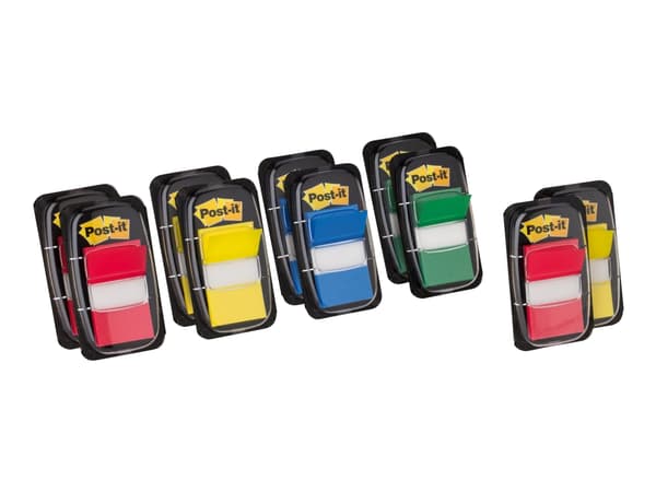 Indexflikar Post-it®, 4 sorterade färger, förpackning med 10 + 2 st.