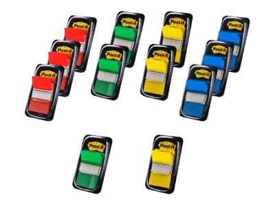 Indexflikar Post-it®, 4 sorterade färger, förpackning med 10 + 2 st.