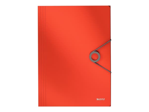 Leitz Solid - 3-fliksmappe - for A4 - kapasitet: 150 ark - rød