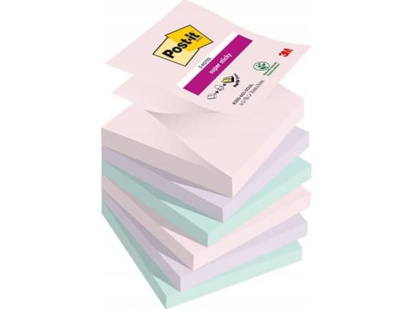 Post-it® Soulful Super Sticky Notes 76x76 mm - med 6 stk. ass. farver